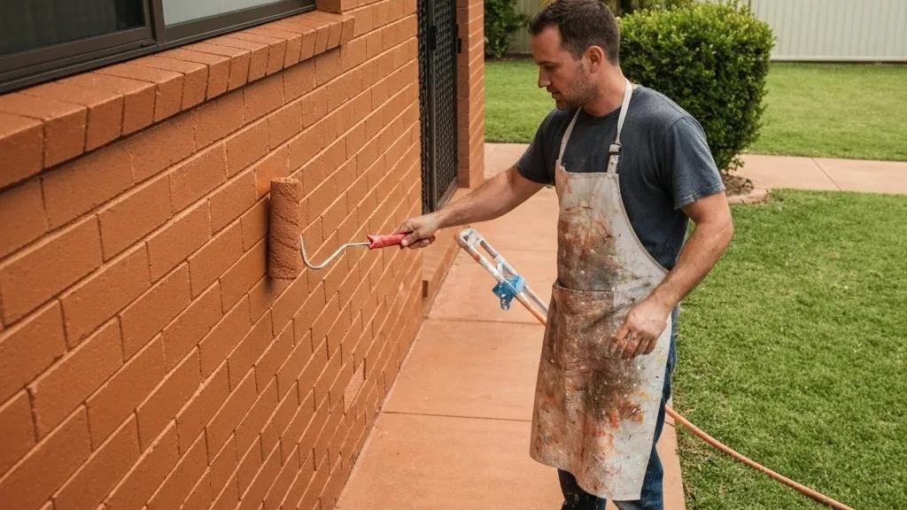 Skilled painter meticulously applying a fresh coat of paint to a Nerang residence, highlighting superior craftsmanship and vibrant colour choices