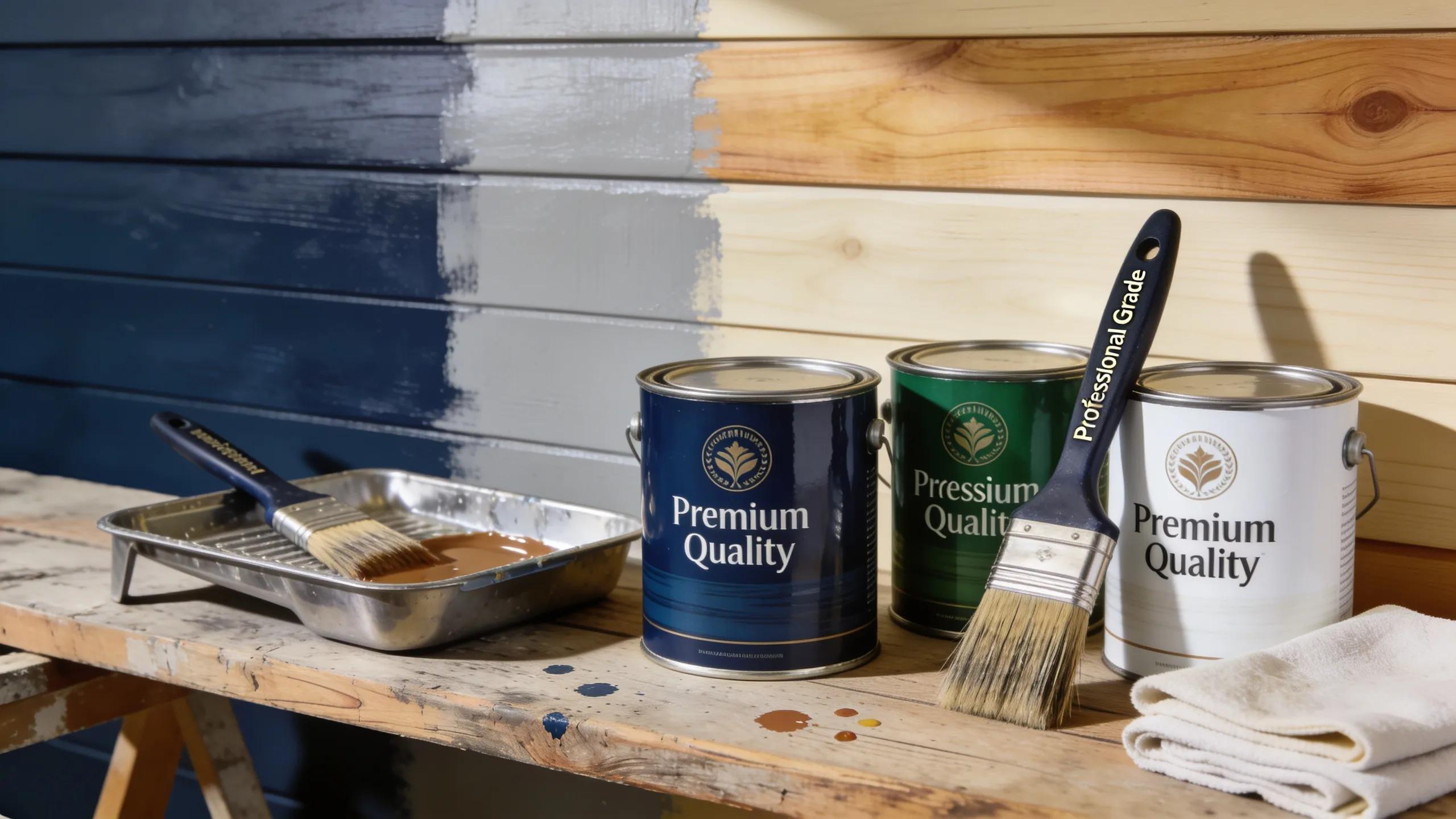 Quality paint materials and tools showcasing preparation for painting timber surfaces