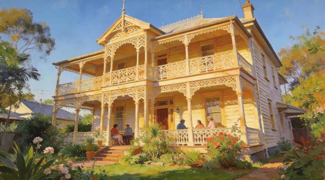 Expertly painted Queenslander home highlighting intricate architecture and preservation